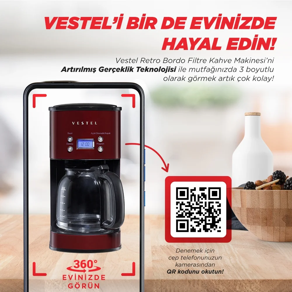 Vestel Retro Bordo Filtre Kahve Makinesi Görsel 4