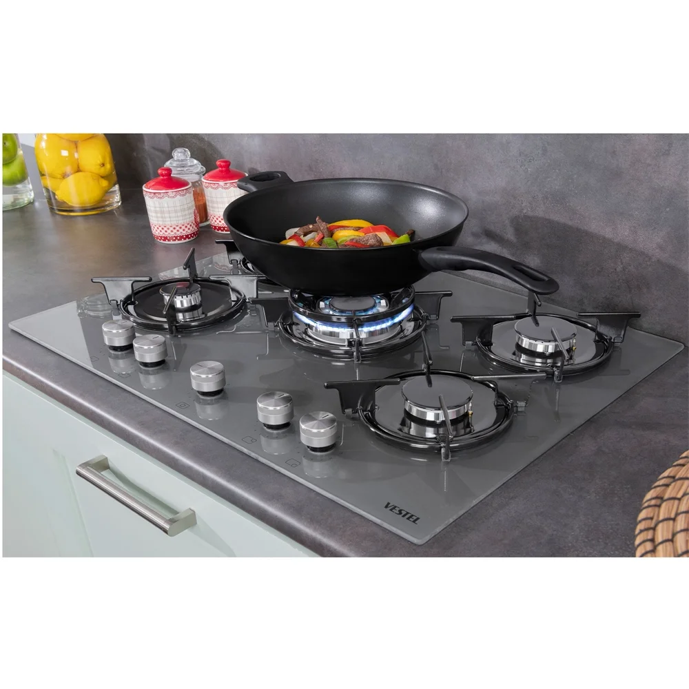Vestel AO-71159 G DG-W 70 cm 5 Gözü Gazlı (1 Gözü Wok'lu) Ankastre Ocak Görsel 4