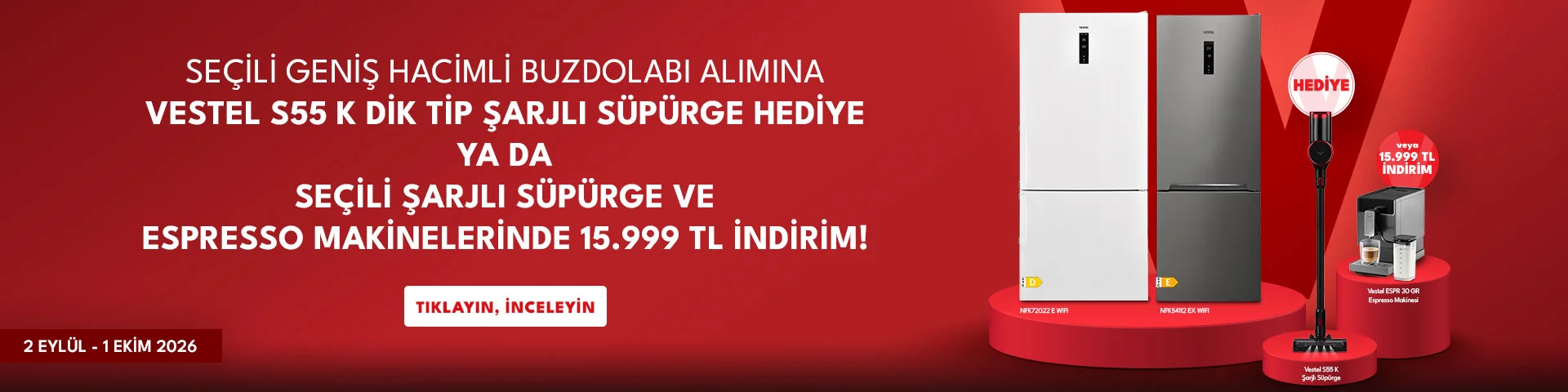 Geniş Hacimli Buzdolabı alımı yanında S55 K Süpürge Hediye!
